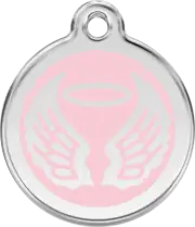Red Dingo Enamel Angel Wings Tag - Pink - Lifetime Guarantee - Cat, Dog, Pet ID