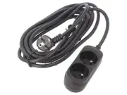 PS-270/1.5-5.0BK Extension cable sockets: 2 PVC black 3x1.5mm2 5m 16A JONEX