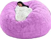 Large Bean Bags Chair Cover (No Filler, Cover Only) - Round Faux Fur Beanbag Chairs Soft Sofa Without Filling - Ultra Soft and Fluffy, for Adults, Machine Washable,P-4.5FT