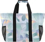 [sanluoli] Bag Foldable Beach Tote Bag Sandproof Canvas Tote For Car, Abstract Line Stain Modern Decor, 1 size