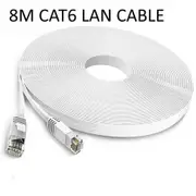 Cat6 8M Ethernet Cable White Flat Internet Network Lan patch cords Rj45 Connectors for Router