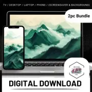 Landscape mountain on Gre - Laptop + Phone 2PC Digital Download Background SKU25