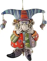 Colorful Jester Bell Ornaments,Hand-Painted Resin Clown Wind Chime,Unique Clown Bell Wind Chime，Hanging Bell Ornaments for Home Garden Decor (Blue)