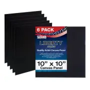 10 X 10 inch Black Professional Artist Quality Acid Free Canvas Panels 6-Pack