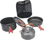 AmazingJul Folding Cookware Set with Storage Bag, Pot Pan Kettle for Backpacking and Outdoor Use