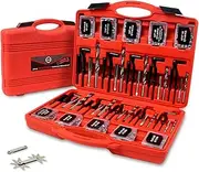 AKM 338Pc Thread Repair Kit, HSS Drill Helicoil Repair Kit SAE&Metric，1/4" 5/16" 3/8" 7/16" 1/2" M5 M6 M8 M10 M12 Kit with Thread Gauge