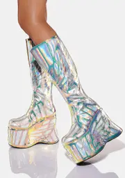 [Club Exx] Butterfly Supreme Holographic Platform Boots