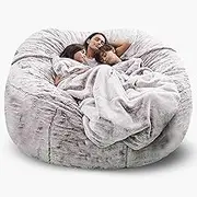 Giant Bean Bag Cover(Cover Only,No Filler) Fluffy Feelers Bean Bag Chair Cover Living Room Furniture Oversized Lazy Bean Bag Couch (Snow Coffee,5FT)