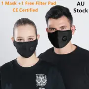 Unisex Black Face Mask Respirator & Filters Washable Reusable PM2.5 Filters