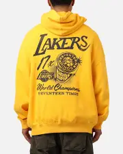 [MITCHELL & NESS] Mitchell & Ness Los Angeles Lakers Rings Hoodie Ochre - Size L L Ochre