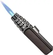 Butane Torch Lighter, Refillable Kitchen Cooking Solar Beam With Adjustable Flame and Safety Lock for BBQ, Baking, Creme Brulee - Windproof (Butane Gas Not Included) (Brown)