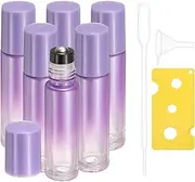 uxcell 5 Pcs Essential Oil Roller Bottles, 10ml/0.34oz Glass Roller Bottle Refillable Mini Leak-proof Roll on Bottles Containers for Essential Oils Perfume Fragrance, Pearl Purple
