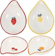 MAGICLULU 4Pcs Ceramic Spoon Rest Multi Function Decorative Cutlery Holder for Spoons Forks Chopsticks Fruits Pattern Design for Tabletop Decor Serving Snacks