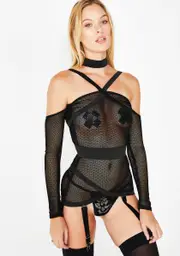 See Through Me Fishnet Corselette