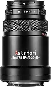 [7artisans] AstrHori 25mm F2.8 2-5X Ultra Macro Lens, Compatible with Full-Frame Canon EOS-RF Mount Mirrorless Cameras EOS R RP R5 R6 R7