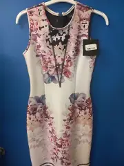 LK NWT Cynthia Rowley Bonded Shift Dress White Lei Size 10
