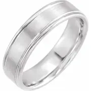 King of Jewelry 14K White Gold 6 mm Grooved Wedding/Anniversary Band No Stone