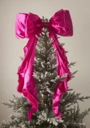Anthropologie Pink Satin Bow Tree Topper Luxury Lush Romantic Showstopper NEW