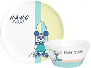Zak Designs Disney Mickey Mouse Street Beach (H.A.N.G Eight)-Kids Dinnerware Set, Includes 10in Melamine Plate and 27oz Bowl Set BPA-Free Durable Plate and Bowl Makes Mealtime Fun