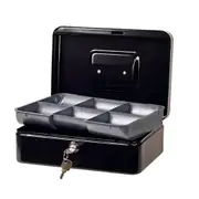 Esselte Portable Classic Cash/Money Box No.8 Organiser/Coins Tray/Key Lock Black
