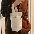 Canvas Mini Canvas Bag Wrist Strap Shopper Bag Reusable Handbags Women Girls