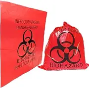 Daarcin 20pcs 24x24in/61x61cm Red Biohazard Waste Bags With Hazard Symbol Disposable Hazardous, Trash Liners for Infectious Waste Disposal