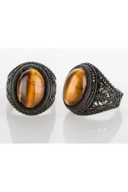 925 Sterling Silver Hands Carved And Agate Stone Ring For Men
