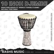 MANO PERCUSSION 10″ Wrench Tunable Djembe – Natural Tone Finish