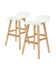 [La Bella] 2 Set Wooden Bar Stool 65cm in White