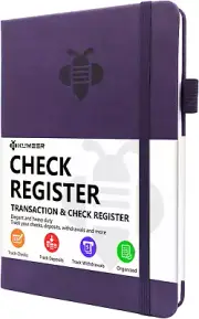 Elegant Check Register Hardcover Checkbook Check & Transaction 5.2X7.6" Purple