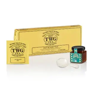 【TWG Tea】1837黑茶茗茶禮物組(手工純棉茶包 15包/盒+果醬+計量銀匙)