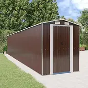Garden Storage Shed, Outdoor Storage Shed Tool Store Cabinet Garden Shed Dark Brown 192x1021x223 cm Galvanised Steel