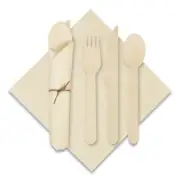 Hoffmaster 120030 Caterwrap Pre-Rolled Napkins with Wood Cutlery KRT 100/CT New