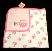 Gymboree Pink White Owl Scarf Baby Receiving Blanket Cozy Pals 2014 NEW w/ TAG