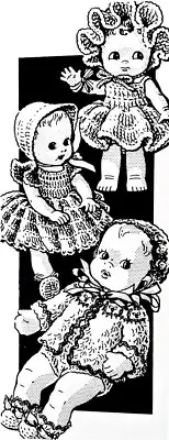 483 Vintage Mail Order 3 DOLL OUTFITS Pattern to Crochet (Reproduction)