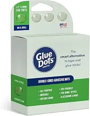 Glue Dots, Roll for Everyday uses, ½”, .5 Inch, 300 Dots, Movable, Repositionable, Multi-Functional, Label Containers, Glue Stick and Tape Alternative, Clear
