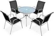Outdoor Patio Furniture Set Steel Table Chair, 5 Piece Dining Chairs Garden, Balcony Deck, Lawn, Seating