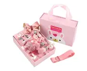 H25 18PCS Pink Girls Rubber Band Headband Bangs Set Hairpin Accessories Headwear Styling Tools for Decorative Party Wedding