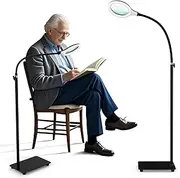 Magnifying Glass with Light and Stand,Hands Free Magnifying Lamp with Flexible Gooseneck,Dimmable Magnifier for Reading Repair Close Work Craft