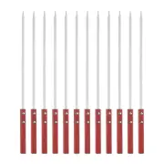 12pcs Kebob Skewers 40cmx7mmx2mm Stainless Steel Flat Sticks with Wood Handle