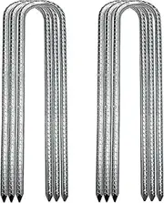 Hysgscwd 6Pcs 12 in Rebar Ground Tent Stakes, Heavy Duty Galvanised Ground Anchor, U-Shaped Tent Pegs, Nails, Building Anchor, Metal Fence Stakes for Canopies Shed Swing Trampoline