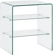 Coffee Table, Tempered Glass, Living Room Tables, Storage, Modern Style, 50x40x56 cm for Home, Office & Center Spaces