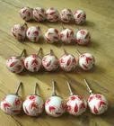 20 Painted Ceramic Drawer Flower Knobs Pulls Handle Cabinet Hardware Round Red