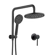 Decaura Black Shower Set with Flick shower mxier 9"Rain Shower Head Brass Gooseneck Shower Rail