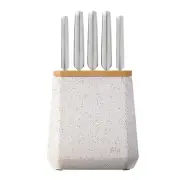 Furi Pro Stone 6pc Knife Block Set Black And White Terrazzo 6 Piece