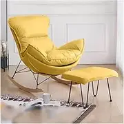 CADYNN Leisure Rocking Chair Upholstered Padded Seat Glider Rocker Modern Recliner Chair Anti-Tipping Design Sofa Chair(C)