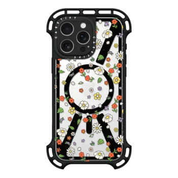 iPhone 16 Pro Max Ultra Bounce Case MagSafe Compatible Flower Power Clear by Martina Martian