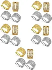 [Holibanna] 5sets Gold Cuff Earrings Cartilage Stud Earrings for Girls Ear Cuffs Non-pierced Jewelry 4pcs*5
