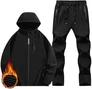 [ZSCAL] Men Waterproof Windproof Ski Suit, Men Insulated Plus Velvet Thicken Plus Size Warm Ski Jacket Pants Set, Winter Outdoor Sports Ski Suits, for Fishing, Climbing, Camping (Color : Black, Size : X-Lar