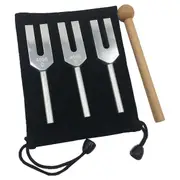 Angel Tuning Fork Set - 4096 Hz, 4160 Hz, 4225 Hz - Therapeutic Inst ent Set with Wooden Strike an